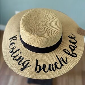 Tan Straw Sun Hat with Black Band